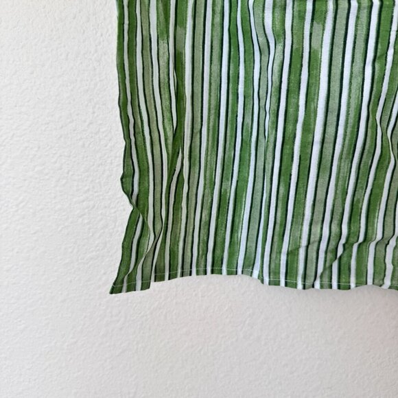 LOFT NWT Green White Striped Shirt Blouse Size Medium Ruffle Sleeves - Picture 3 of 9